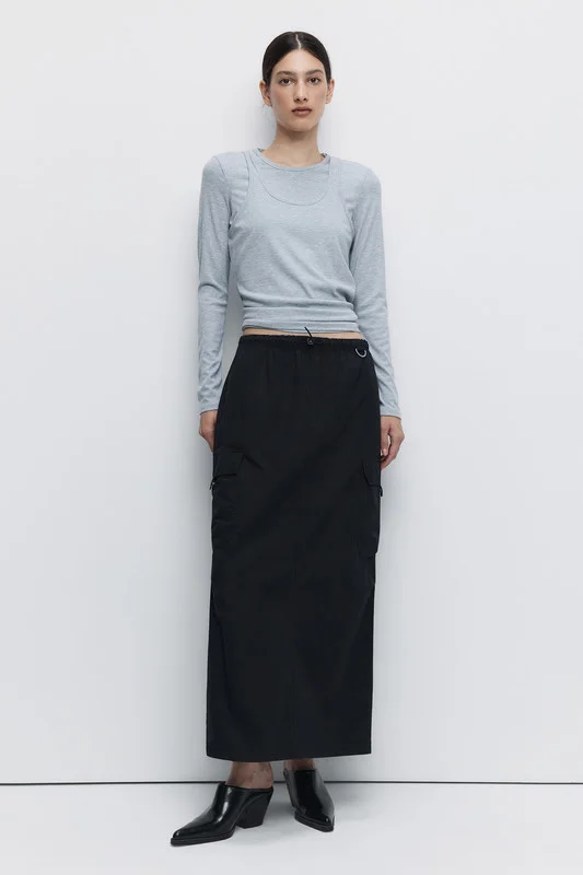 Серый меланж лонгслив женский Befree oversize хлопковый с вареным эффектом и принтом