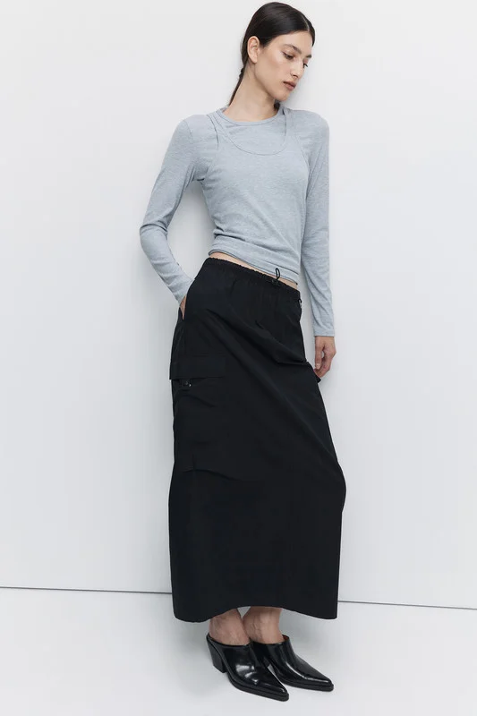 Серый меланж лонгслив женский Befree oversize хлопковый с вареным эффектом и принтом
