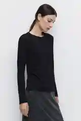 Серый меланж лонгслив женский Befree oversize хлопковый с вареным эффектом и принтом