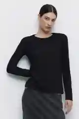 Серый меланж лонгслив женский Befree oversize хлопковый с вареным эффектом и принтом