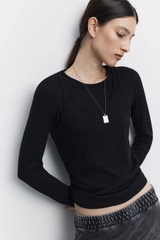Лонгслив женский Befree oversize хлопковый с вареным эффектом и принтом