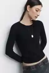 Черный лонгслив женский Befree oversize хлопковый с вареным эффектом и принтом