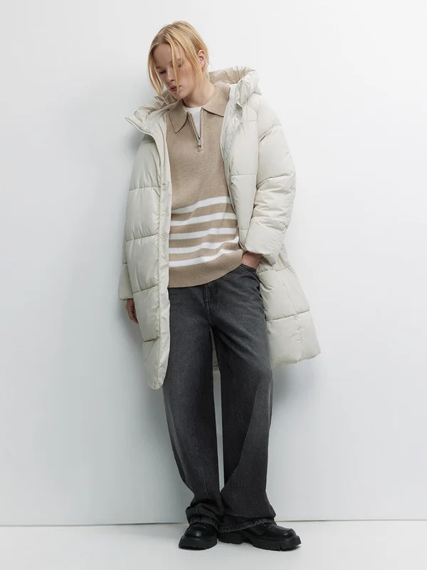 Бежевый меланж куртка женская Befree oversize