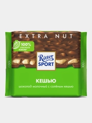 Шоколад молочный c кусочками соленого кешью Ritter Sport КЕШЬЮ, 100 гр