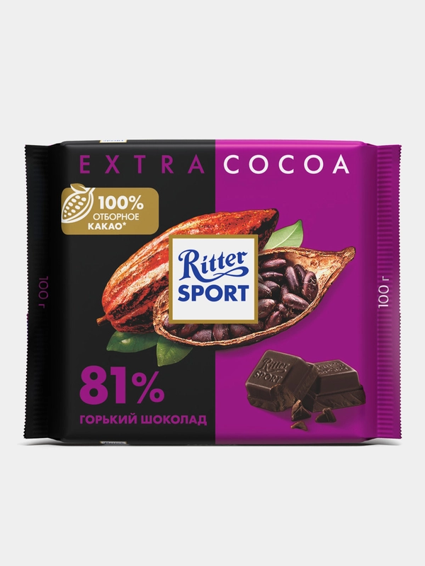 Шоколад горький Ritter Sport Extra cocoa 81% какао, 100гр