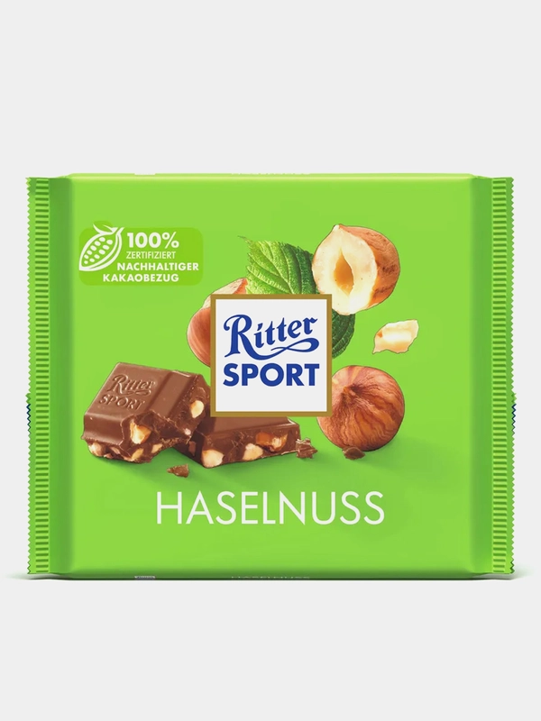 Шоколад молочный ЛЕСНОЙ ОРЕХ Ritter Sport с обжаренным орехом лещины, 250 гр