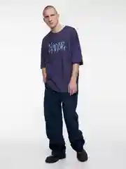 Фиолетовый футболка мужская Befree+ oversize с принтом в стиле метаверс