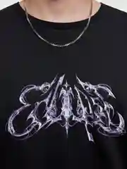 Черный футболка мужская Befree+ oversize с принтом в стиле метаверс