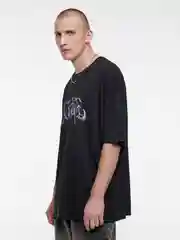 Черный футболка мужская Befree+ oversize с принтом в стиле метаверс