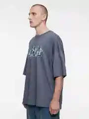 Серый футболка мужская Befree+ oversize с принтом в стиле метаверс