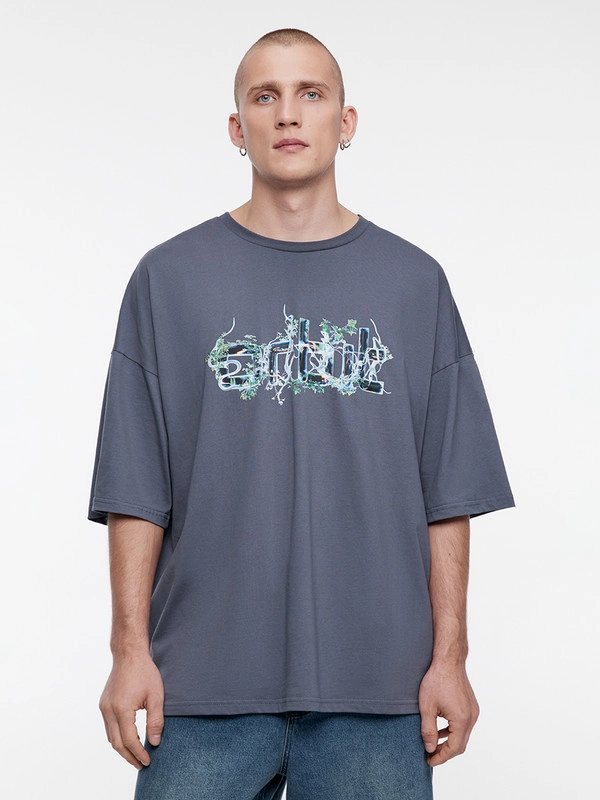 Футболка мужская Befree+ oversize с принтом в стиле метаверс