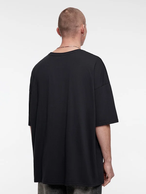 Черный футболка мужская Befree+ oversize с принтом в стиле метаверс