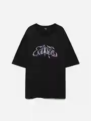 Черный футболка мужская Befree+ oversize с принтом в стиле метаверс