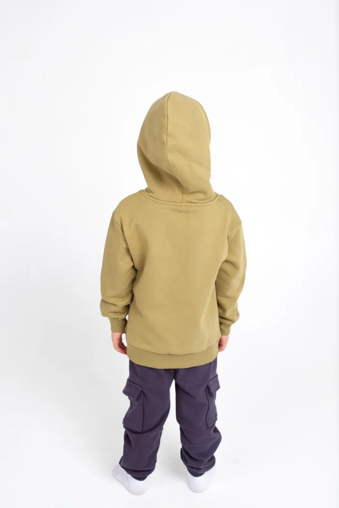 Оливковый толстовка хлопковая, с начесом, для мальчика 3-6 лет, рост 98-116