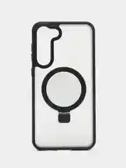 Черный чехол для Samsung S24, S24 Plus, S24 Ultra, S23 ultra, S23 Plus, S23 MagSafe с подставкой