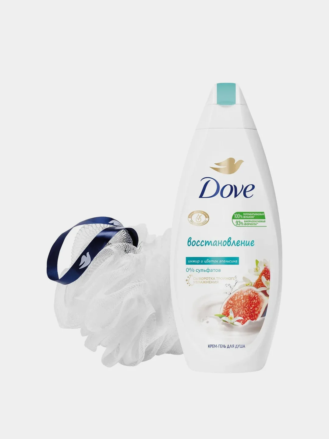 Подарочный набор DOVE Нежное очищение, Гель для душа, 250 мл и мочалка