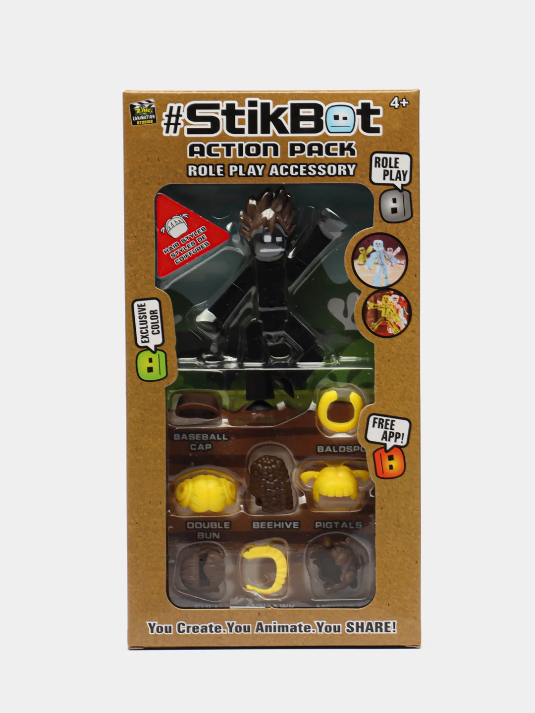 Черный большой игровой набор фигурок Stikbot (Стикбот), со штативом / Игровой набор Stikbot