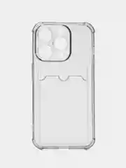 Черный чехол iPhone 14 Pro ,14 Pro Max, 15 Pro, 15 Pro Max, с визитницей, прозрачный