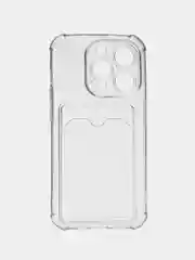 Черный чехол iPhone 14 Pro ,14 Pro Max, 15 Pro, 15 Pro Max, с визитницей, прозрачный