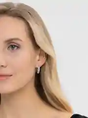 Серебряный серьги кольца "Zirconia", серьги женские, со стразами, конго, вечерние, бижутерия
