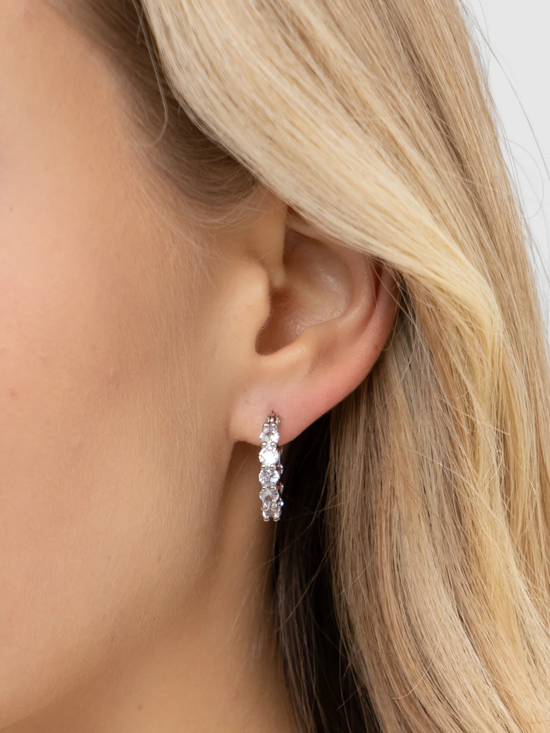 Серебряный серьги кольца "Zirconia", серьги женские, со стразами, конго, вечерние, бижутерия