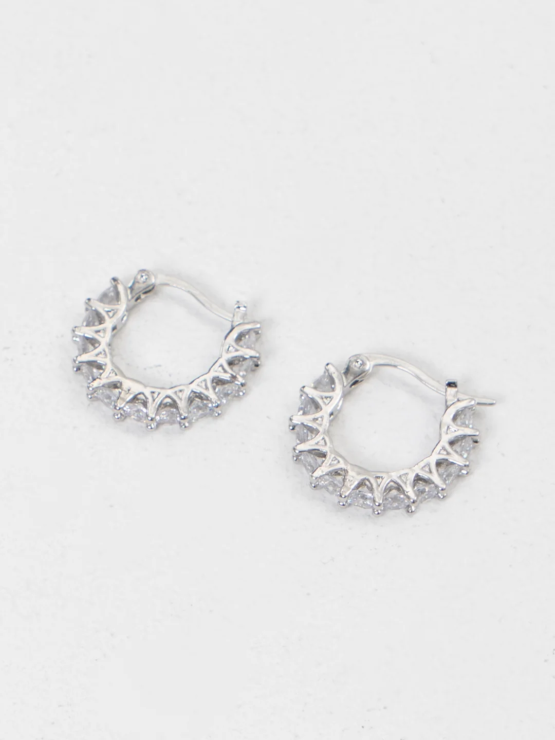 Серебряный серьги кольца "Zirconia", серьги женские, со стразами, конго, вечерние, бижутерия