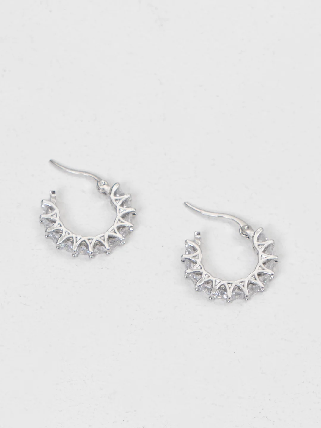 Серебряный серьги кольца "Zirconia", серьги женские, со стразами, конго, вечерние, бижутерия