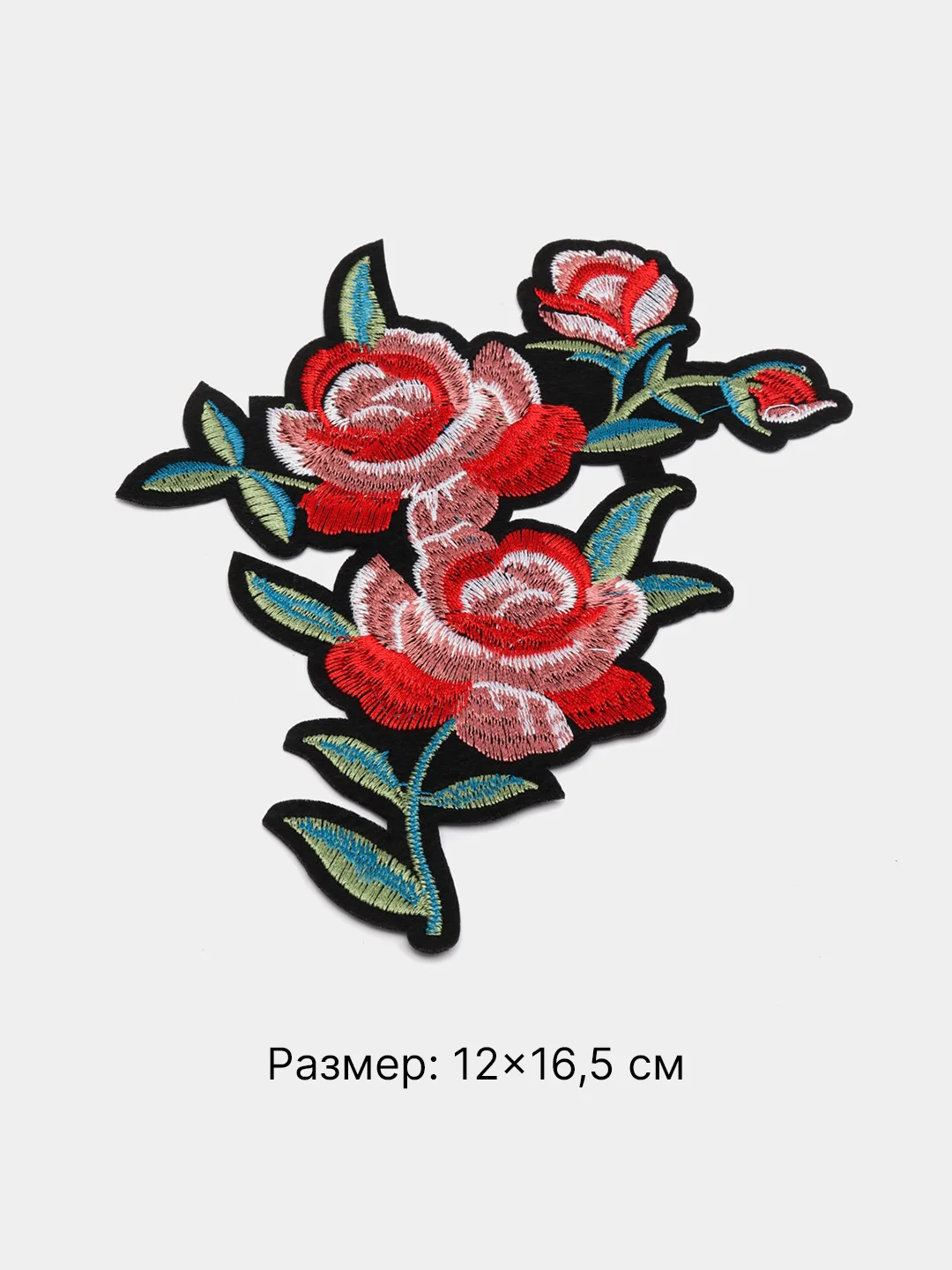 Красный термонаклейка тканевая "Цветы, розы, узоры", термозаплатка на одежду, термотрансфер, патч