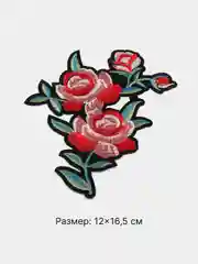 Красный термонаклейка тканевая "Цветы, розы, узоры", термозаплатка на одежду, термотрансфер, патч