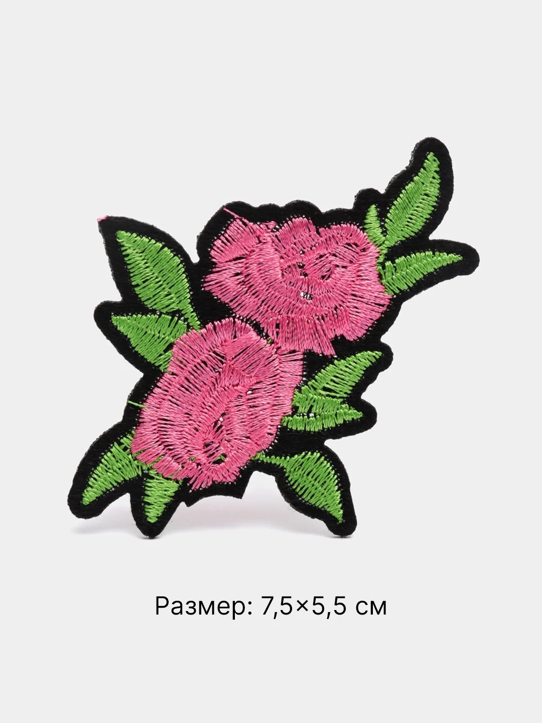 Розовый термонаклейка тканевая "Цветы, розы, узоры", термозаплатка на одежду, термотрансфер, патч