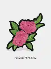 Розовый термонаклейка тканевая "Цветы, розы, узоры", термозаплатка на одежду, термотрансфер, патч