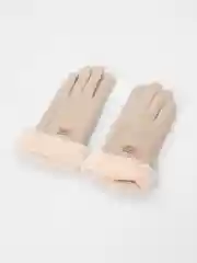 Бежевый перчатки меховые, женские, сенсорные