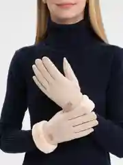 Бежевый перчатки меховые, женские, сенсорные