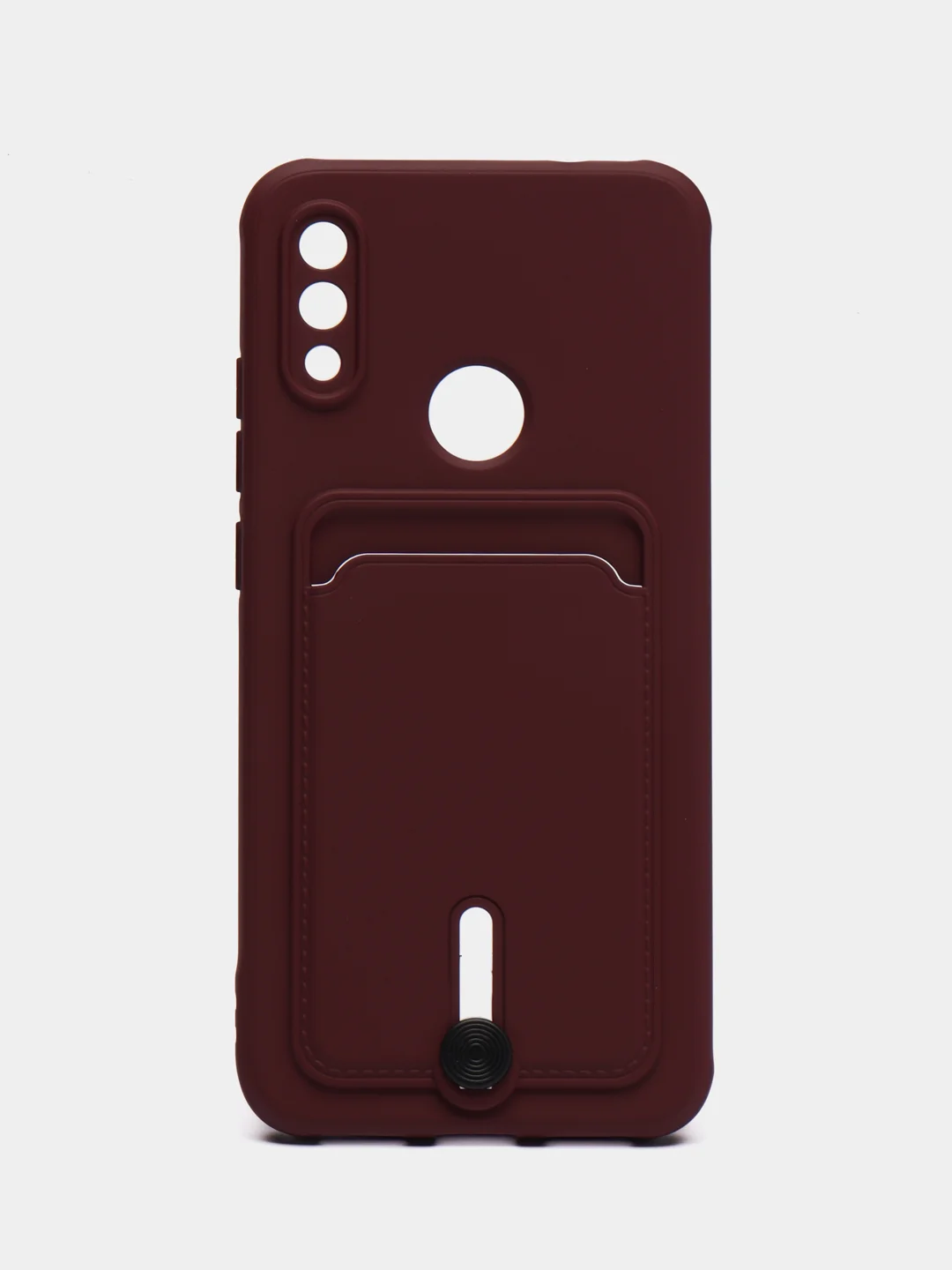 Тёмно-бордовый силиконовый чехол для Xiaomi Redmi Note 7 (Сяоми Нот 7), с карманом для карт