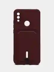 Тёмно-бордовый силиконовый чехол для Xiaomi Redmi Note 7 (Сяоми Нот 7), с карманом для карт