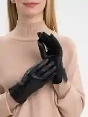 Черный перчатки женские, из натуральной кожи, черные