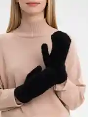 Черный варежки женские утепленные, двухслойные