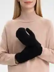 Черный варежки женские утепленные, двухслойные