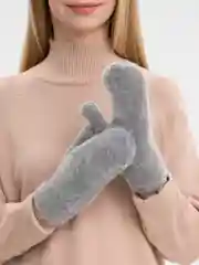 Серый варежки женские утепленные, двухслойные