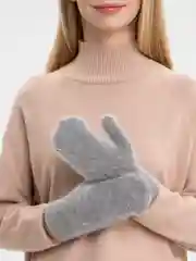 Серый варежки женские утепленные, двухслойные