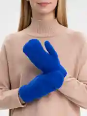 Синий варежки женские утепленные, двухслойные