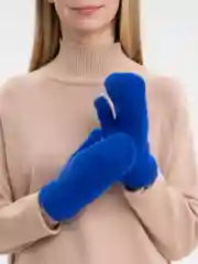 Синий варежки женские утепленные, двухслойные
