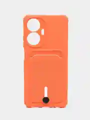 Манго силиконовый чехол для Realme C55 (Реалми С55), с карманом для карт, прозрачный