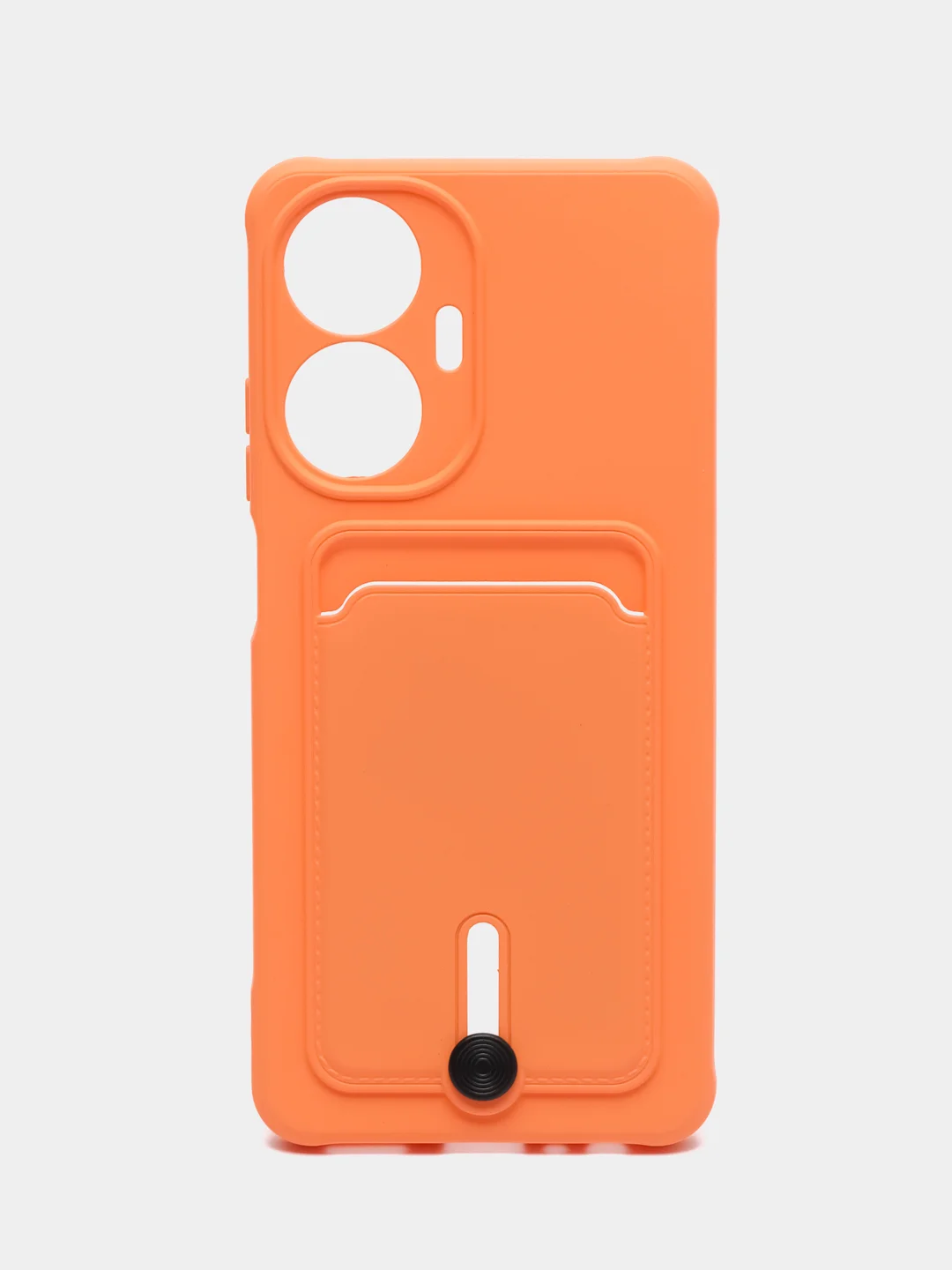 Оранжевый силиконовый чехол для Realme C55 (Реалми С55), с карманом для карт, прозрачный