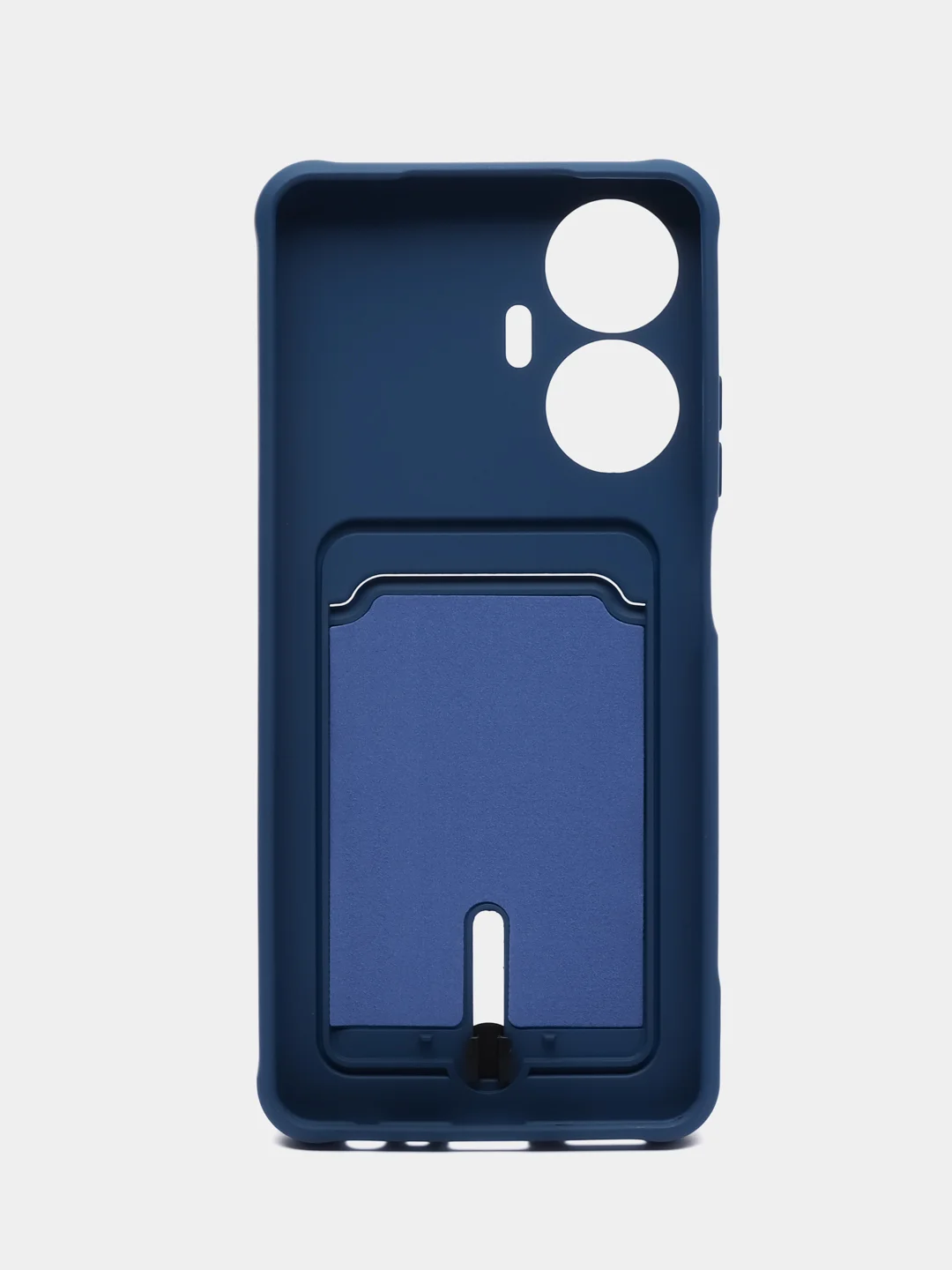 Синий силиконовый чехол для Realme C55 (Реалми С55), с карманом для карт, прозрачный