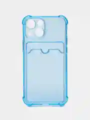 Голубой чехол с карманом для пластиковых карт iPhone 7,8,SE,Х,XS,XR,11,12,13 pro/max, силиконовый
