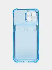 Голубой чехол с карманом для пластиковых карт iPhone 7,8,SE,Х,XS,XR,11,12,13 pro/max, силиконовый