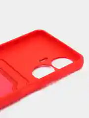Красный силиконовый чехол для Realme C55 (Реалми С55), с карманом для карт, прозрачный