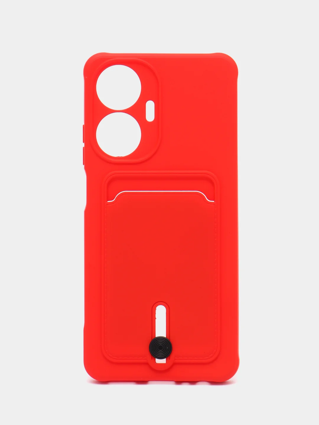 Красный силиконовый чехол для Realme C55 (Реалми С55), с карманом для карт, прозрачный