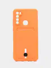 Оранжевый силиконовый чехол для Xiaomi Redmi Note 8T (Сяоми Редми Нот 8Т), с карманом для карт